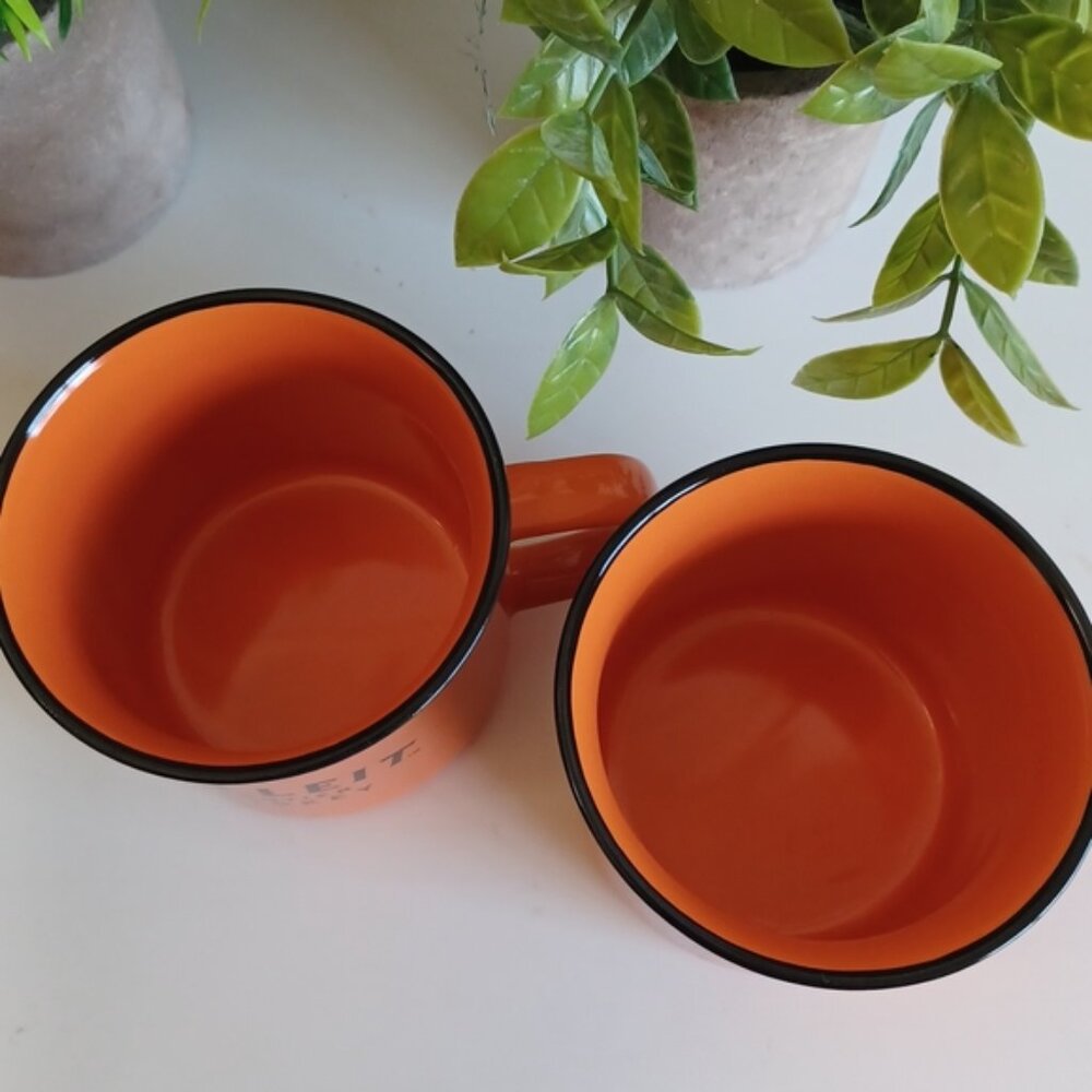 Bulleit Frontier Whiskey Campfire Coffee Mugs Set of 2 Black 8 oz NWOT - Picture 4 of 5